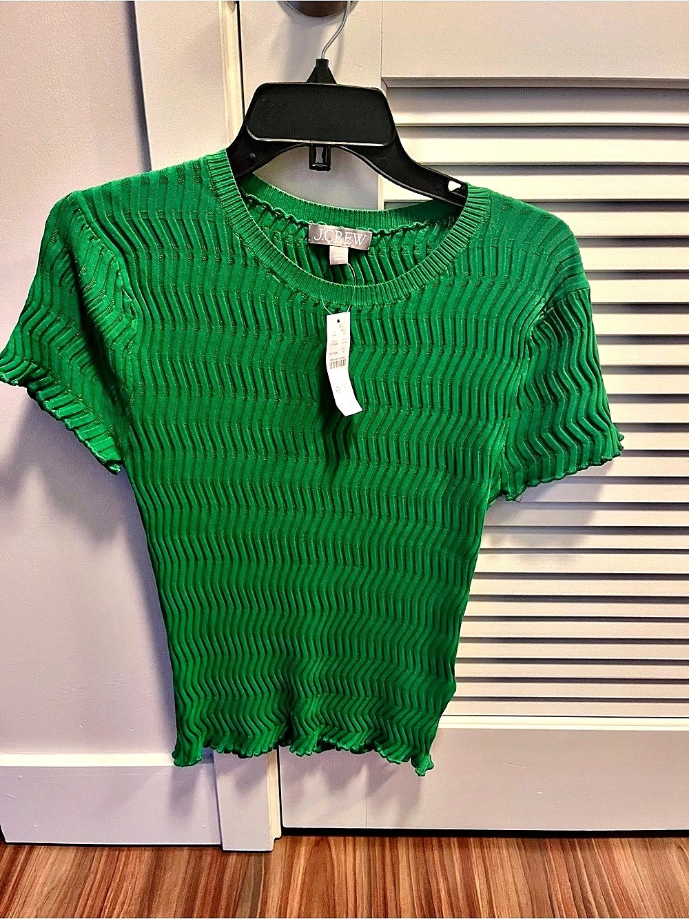 New with Tag J.Crew Green Wave-rib Sweater-tee in Super-Stretch Sz. Large!